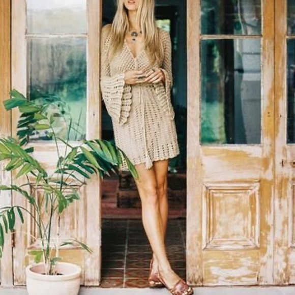 Umgee Tops - Umgee Crochet bell sleeve tunic cover up dress top